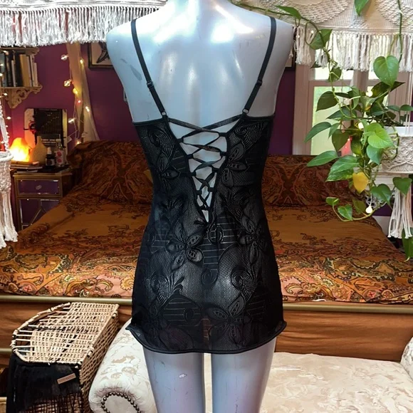 Vintage | Dresses | Black Sheer Lace Bow Mini Dress Lace Up Corset Back | Poshmark Vintage | Dresses | Black Sheer Lace Bow Mini Dress Lace Up Corset Back | Poshmark